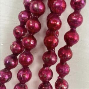 Vintage Glass Bead Garland Hot Pink Magenta Valentine Tree 60" Lentth